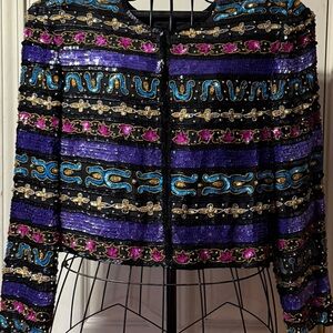 Vintage ~ Tait Mate ~ Jacket ~ Women’s ~ Large ~ Sequin ~ Silk ~ Sparkly Beaded